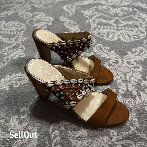 Jessica Simpson Women's Ambelle Slide Sandal Brown Size 10 Boho Casual - Picture 4 of 9